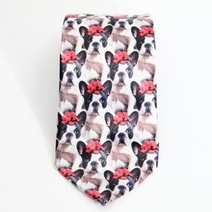 Mens Dog Tie New Novelty Christmas Gift French Bull Dog puppy holiday